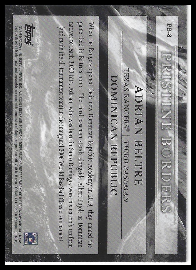 2022 Topps Pristine #PB-8 Adrian Beltre Pristine Borders