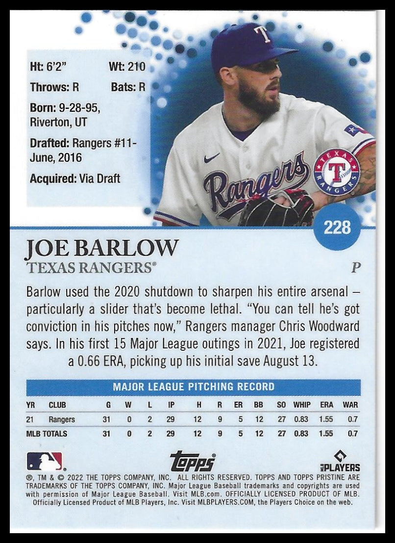 2022 Topps Pristine #228 Joe Barlow