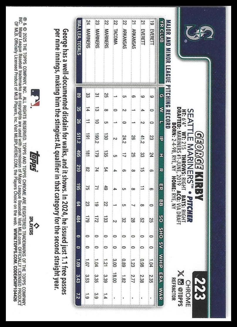 2025 Topps Chrome #223 George Kirby Refractors