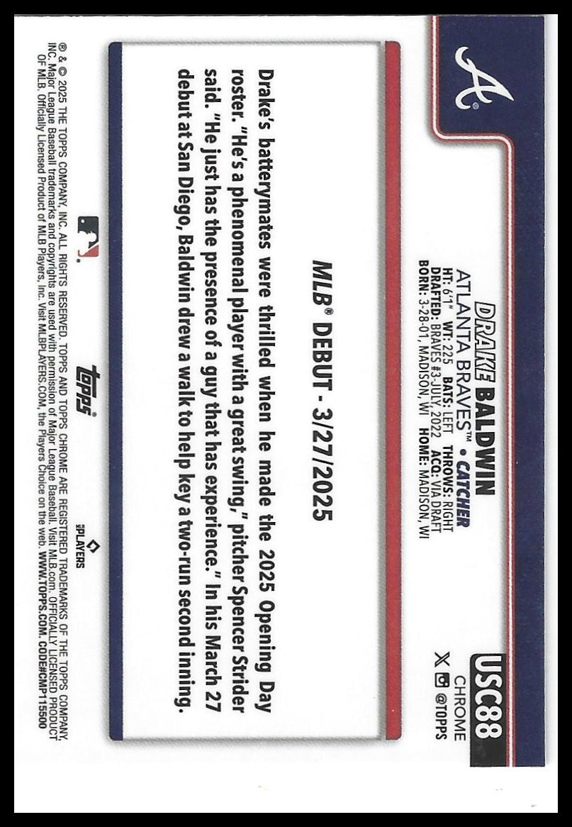 2025 Topps Chrome Update #USC88 Drake Baldwin