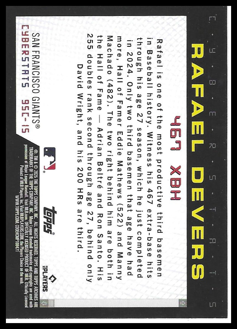2025 Topps Archives #95C-15 Rafael Devers 1995 Topps Cyberstats