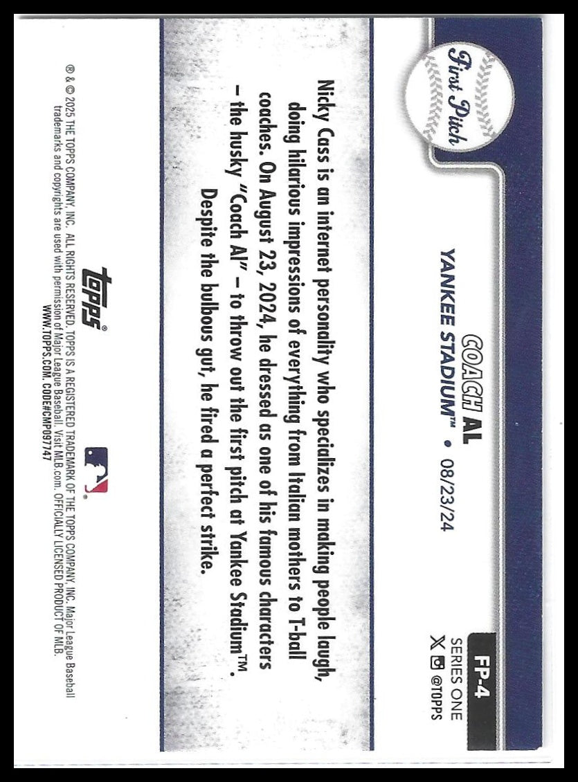 2025 Topps #FP-4 Coach Al First Pitch (Series One)
