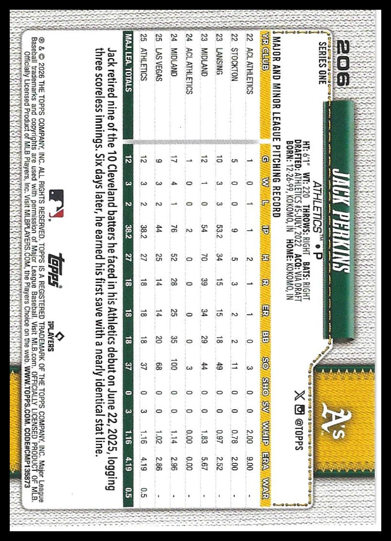 2026 Topps #206 Jack Perkins Holiday