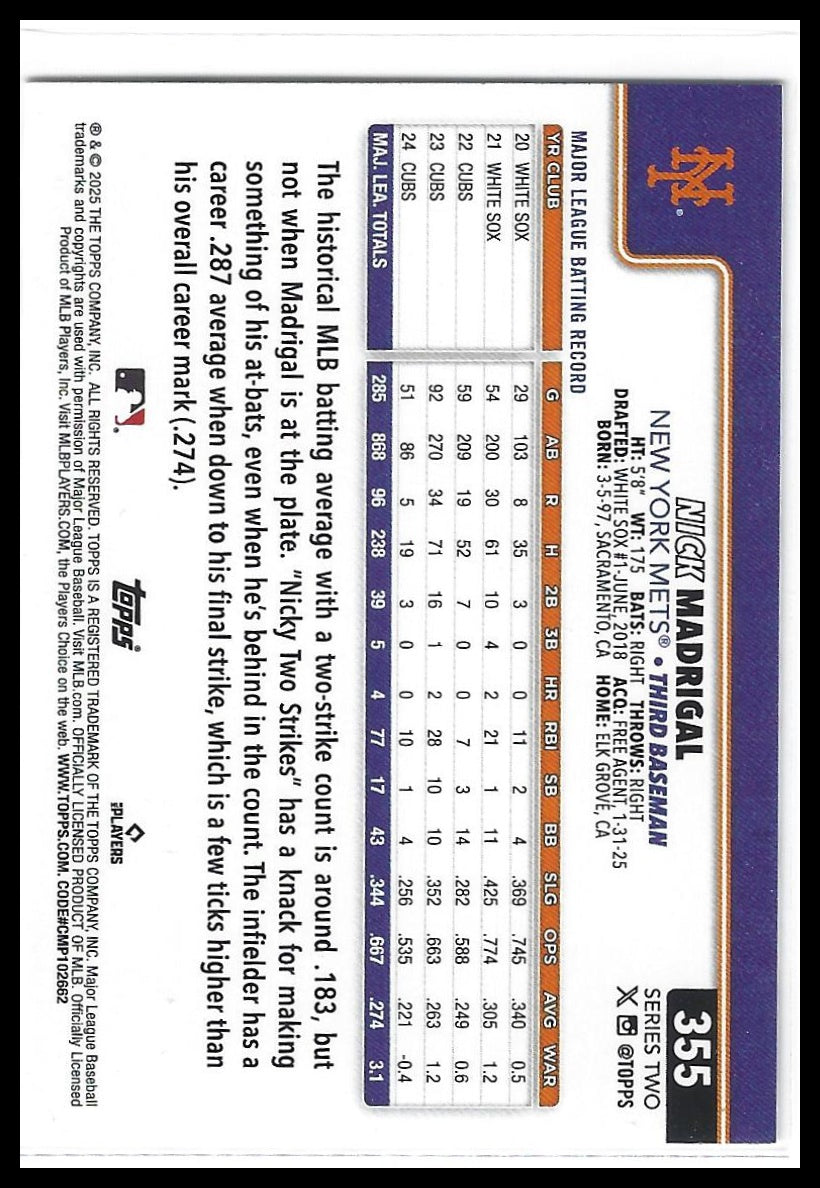 2025 Topps #355 Nick Madrigal Holiday