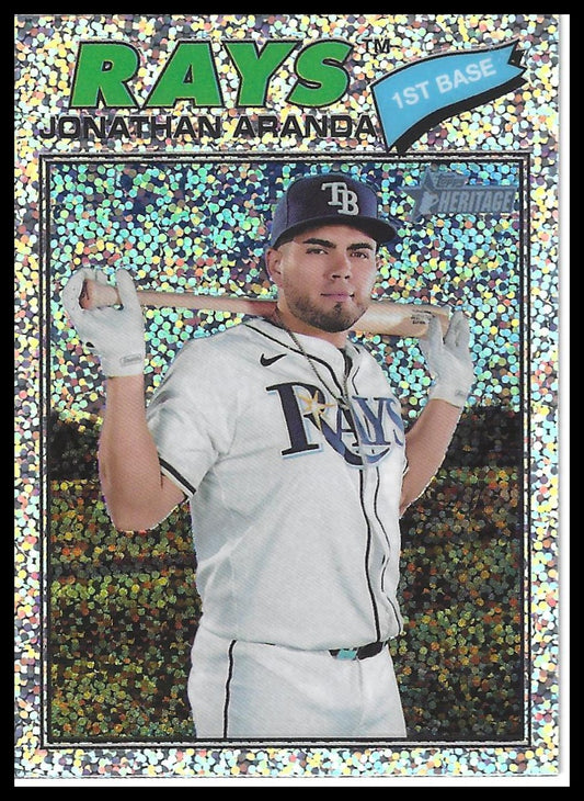 2026 Topps Heritage #20 Jonathan Aranda Chrome Silver Sparkle Refractor