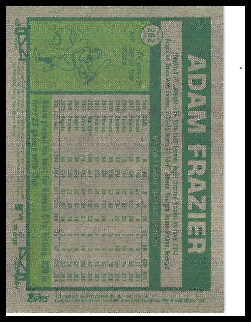 2026 Topps Heritage #262 Adam Frazier Chrome Silver Sparkle Refractor