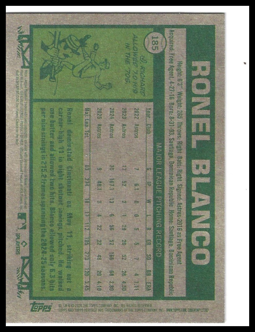2026 Topps Heritage #185 Ronel Blanco Red Border