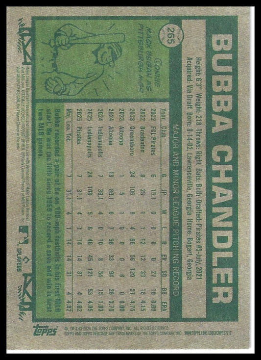 2026 Topps Heritage #265 Bubba Chandler