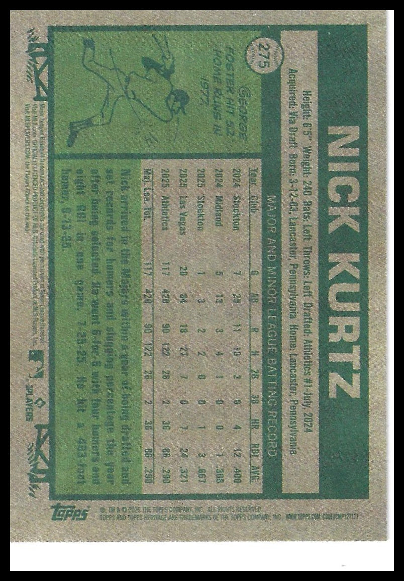 2026 Topps Heritage #275 Nick Kurtz