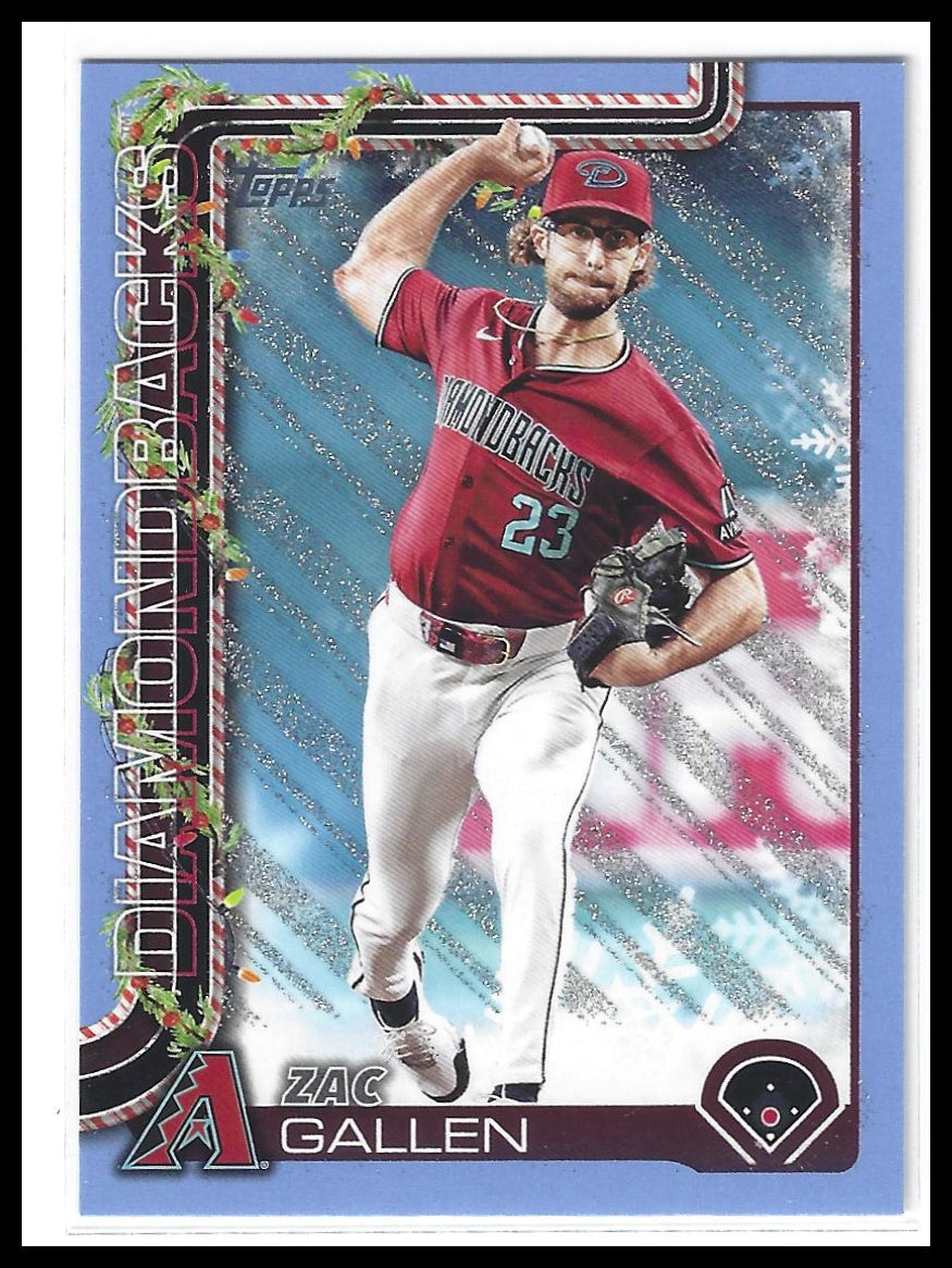 2025 Topps Holiday #H131 Zac Gallen Light Blue & White Glitter Holiday