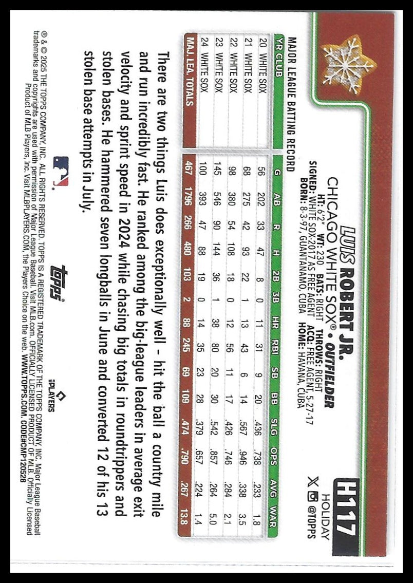 2025 Topps Holiday #H117 Luis Robert Jr. Christmas Cookie