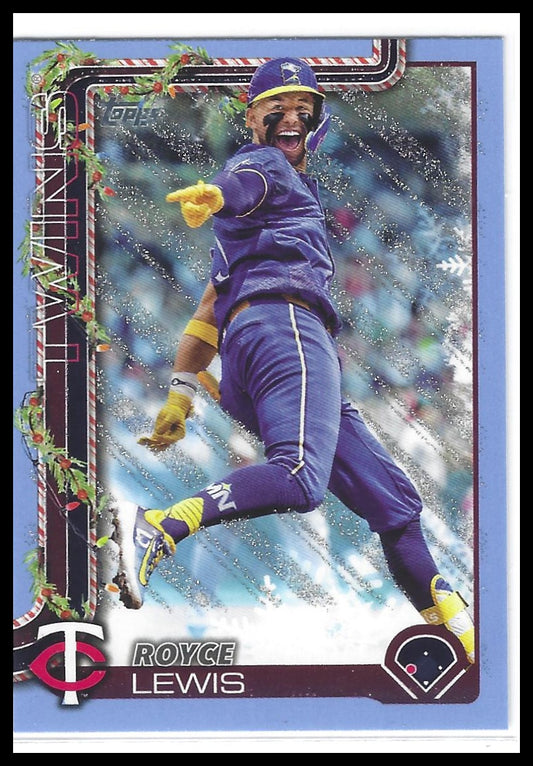 2025 Topps Holiday #H194 Royce Lewis Light Blue & White Glitter Holiday