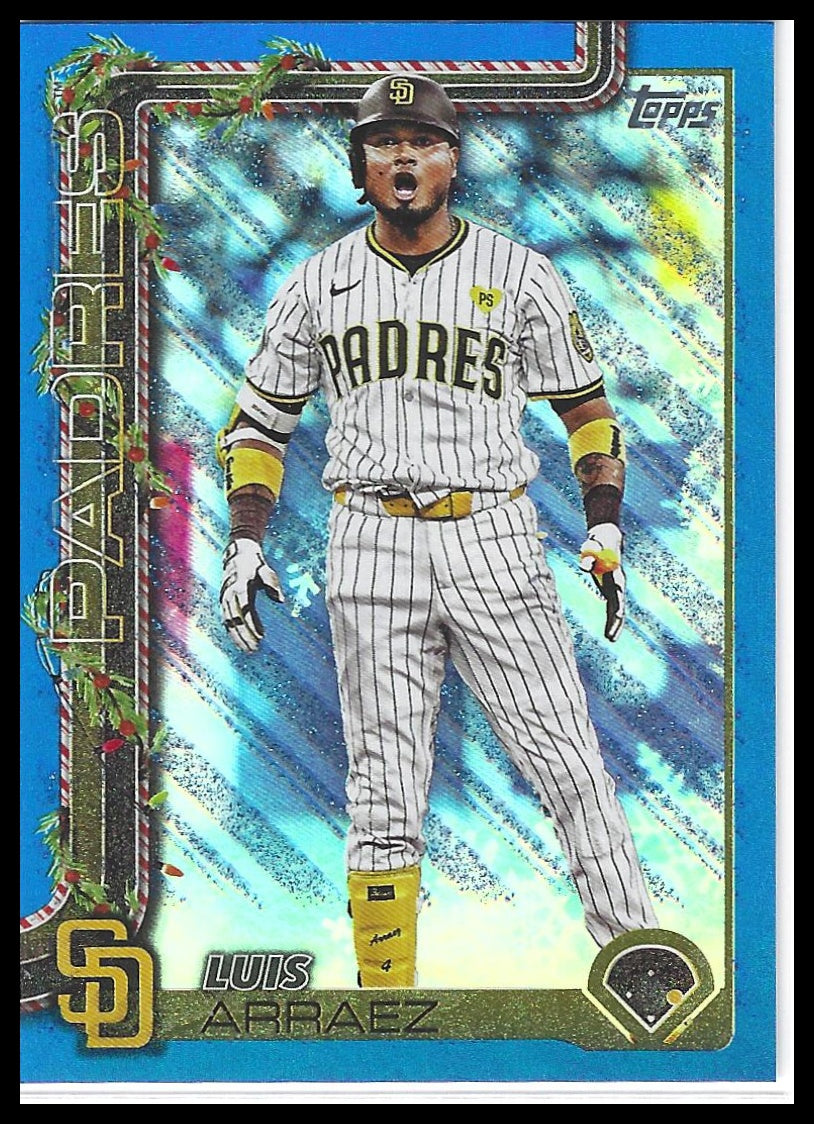 2025 Topps Holiday #H151 Luis Arraez Blue Metallic Glitter Holiday