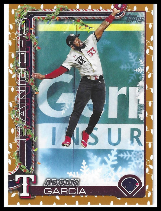 2025 Topps Holiday #H61 Adolis García Gold Holiday Lights