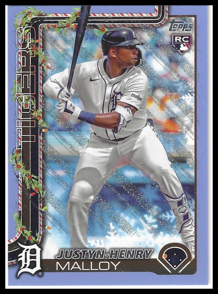 2025 Topps Holiday #H31 Justyn-Henry Malloy Light Blue & White Glitter Holiday