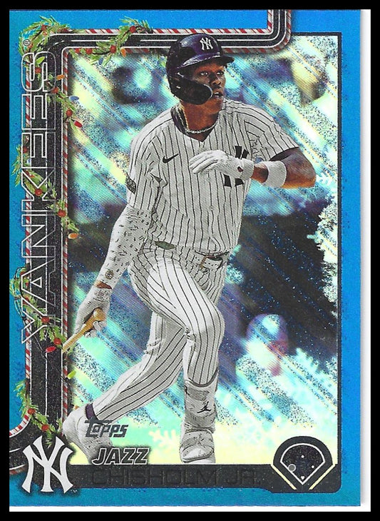 2025 Topps Holiday #H176 Jazz Chisholm Jr. Blue Metallic Glitter Holiday