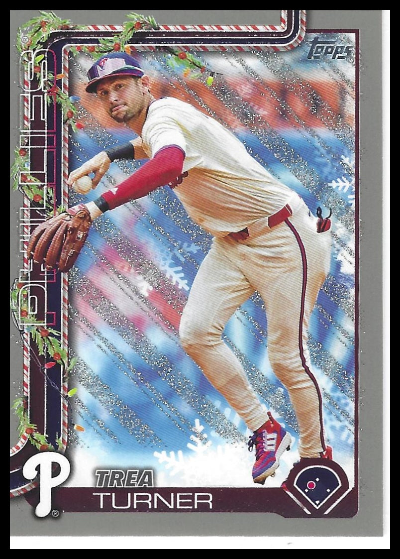 2025 Topps Holiday #H90 Trea Turner Silver Glitter Holiday