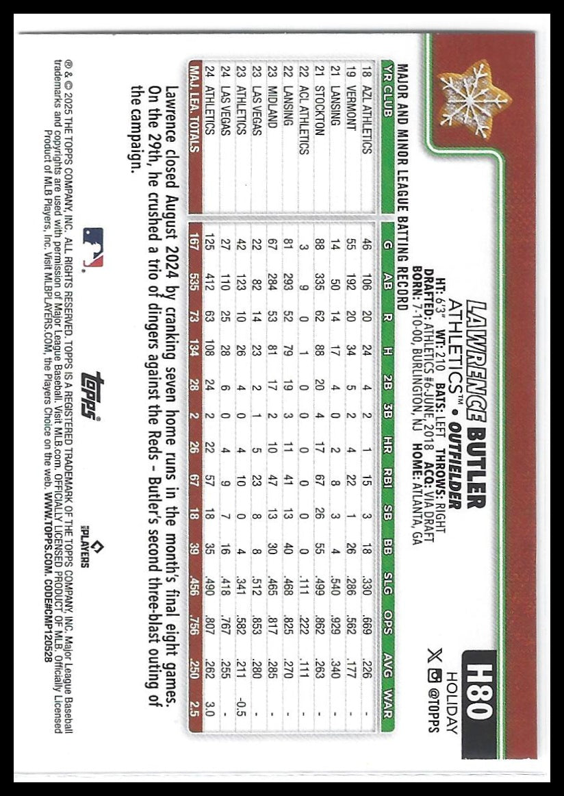 2025 Topps Holiday #H80 Lawrence Butler Christmas Cookie
