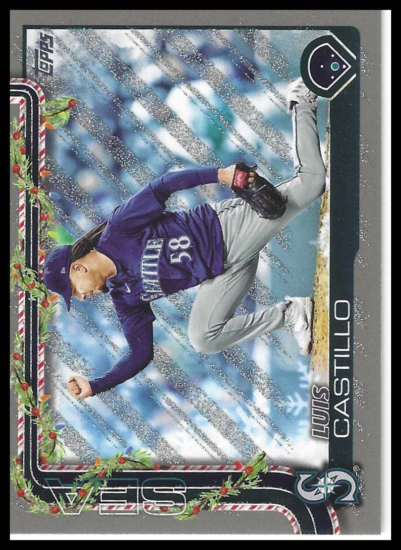 2025 Topps Holiday #H152 Luis Castillo Silver Glitter Holiday