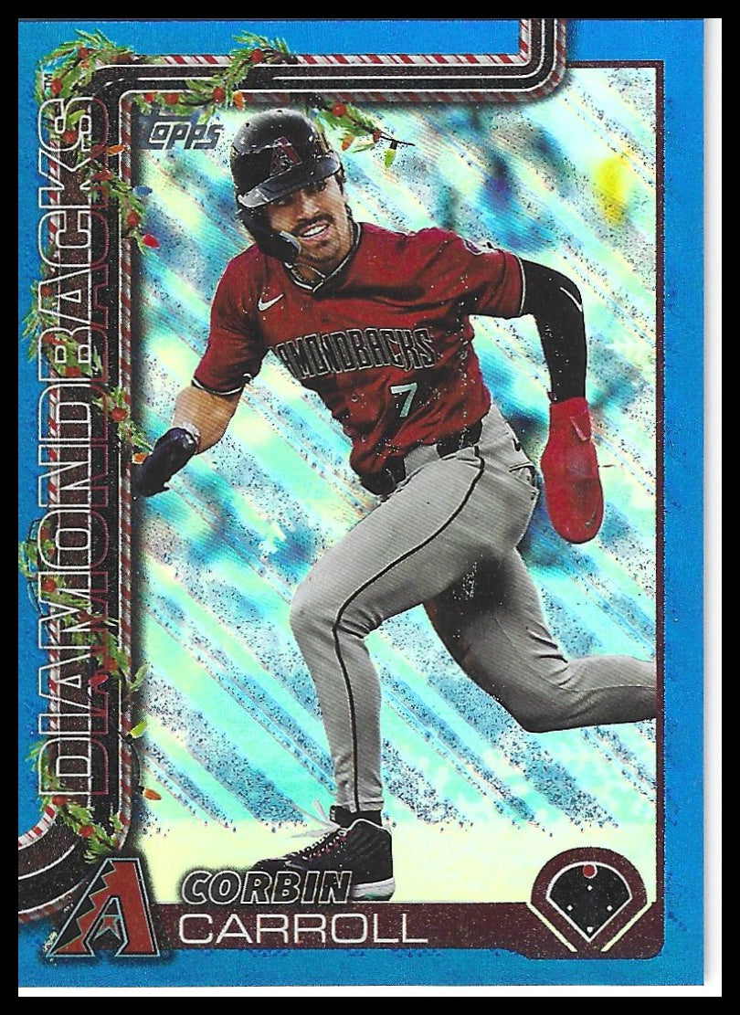 2025 Topps Holiday #H158 Corbin Carroll Blue Metallic Glitter Holiday