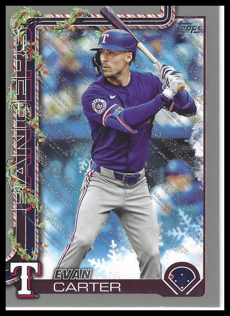 2025 Topps Holiday #H2 Evan Carter Silver Glitter Holiday