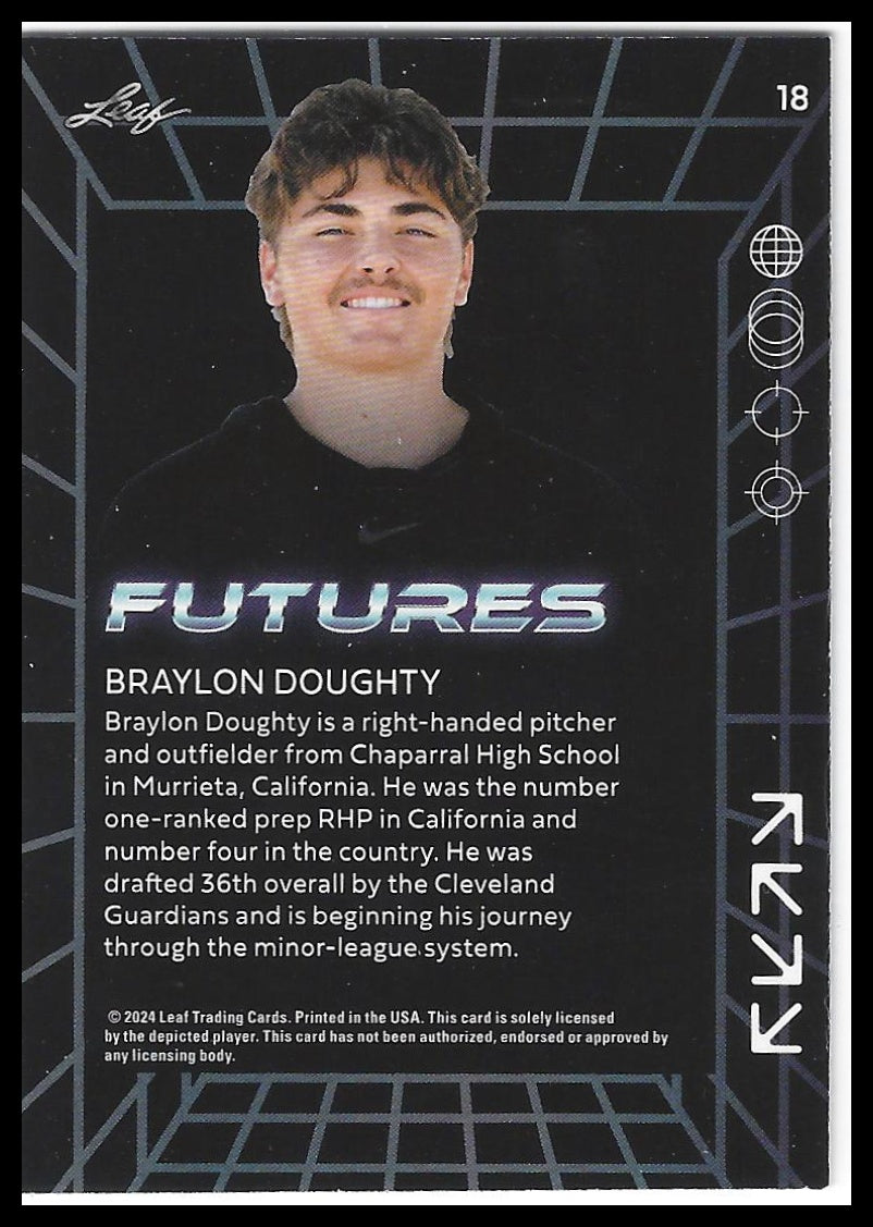 2024 Leaf Futures #18 Braylon Doughty Gold #/249