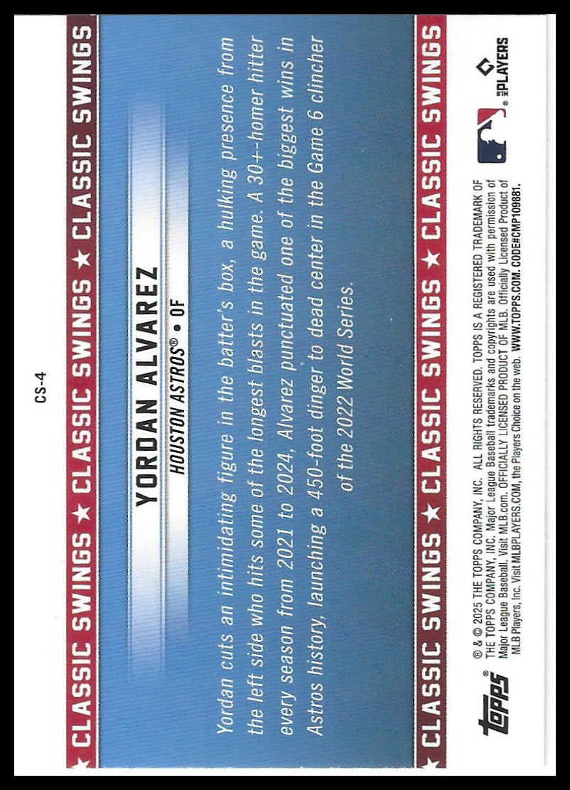 2025 Topps All-Star Game #CS-4 Yordan Alvarez Classic Swings