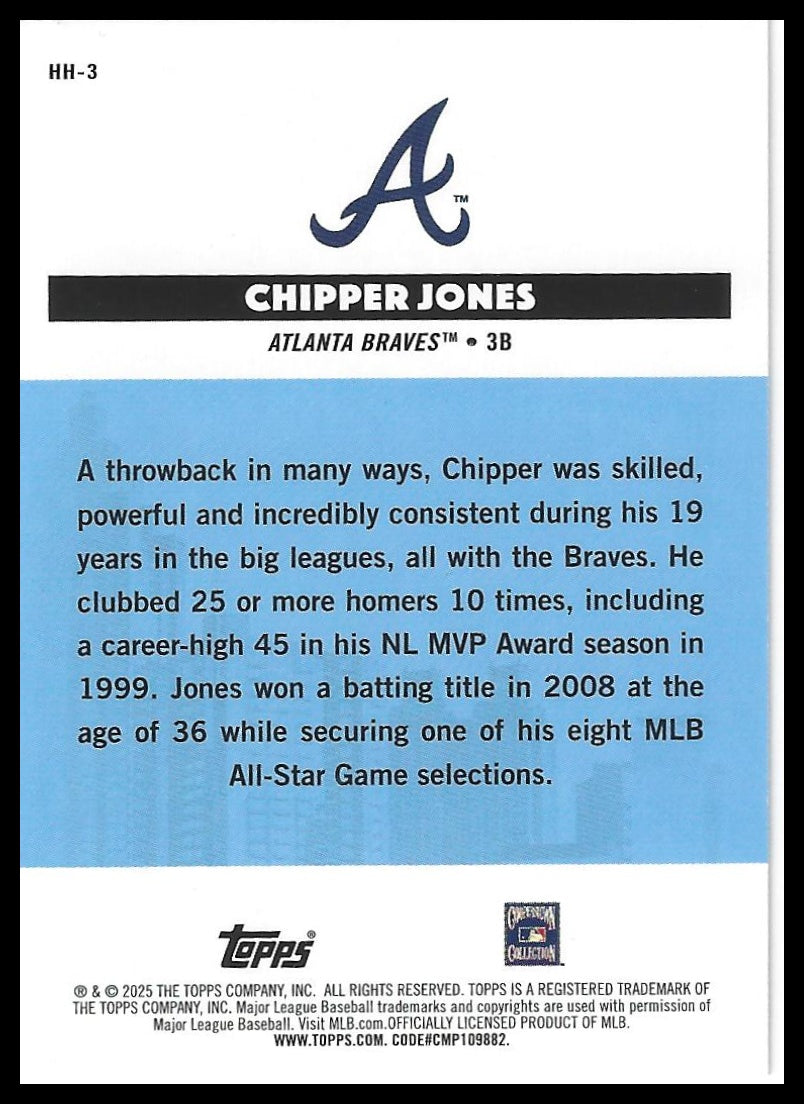 2025 Topps All-Star Game #HH-3 Chipper Jones Homegrown Heroes