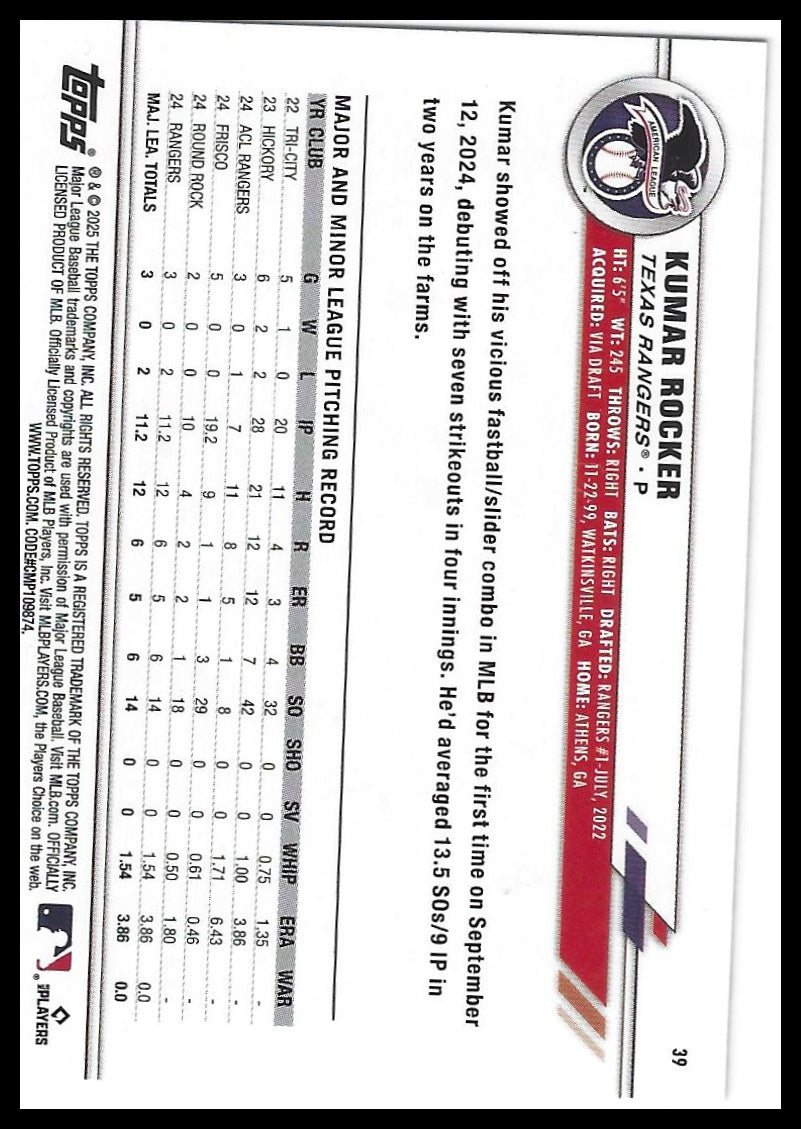 2025 Topps All-Star Game #39 Kumar Rocker