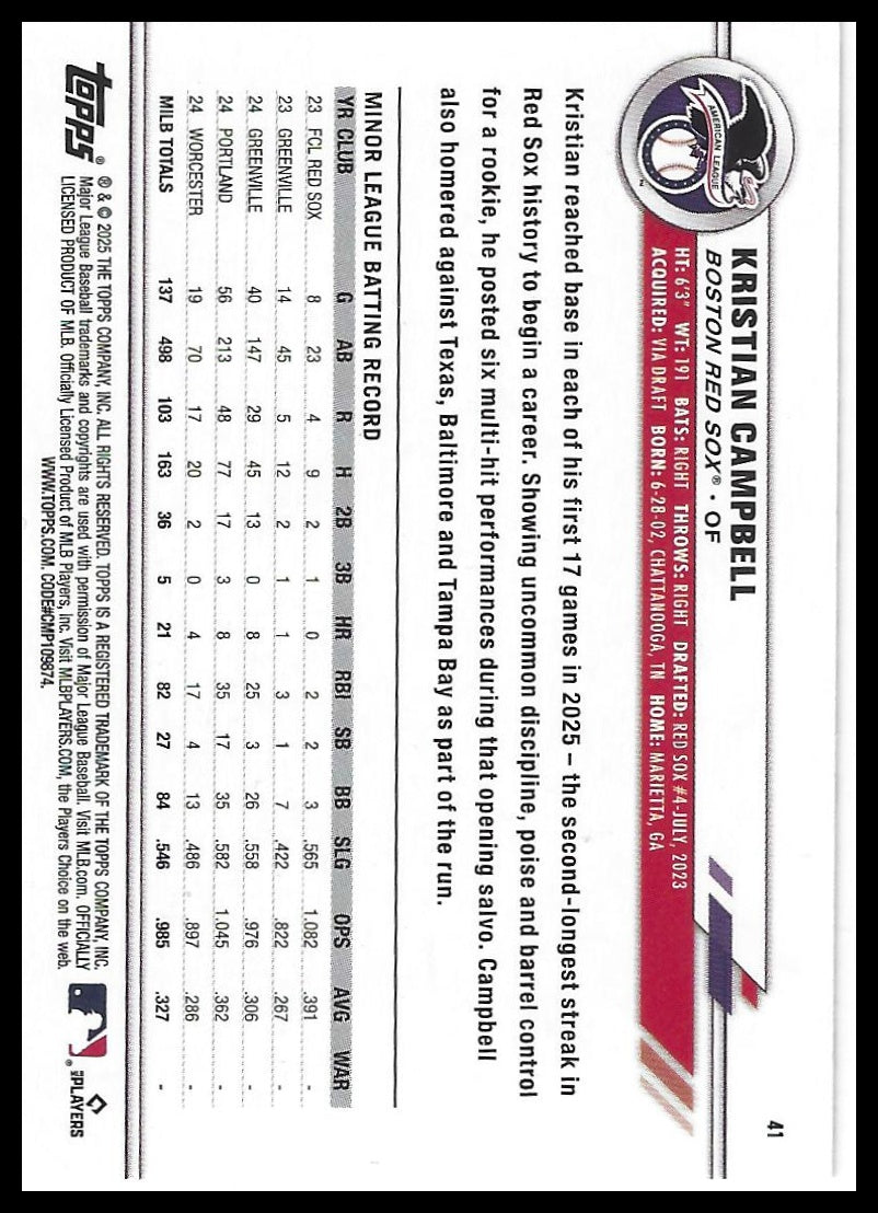 2025 Topps All-Star Game #41 Kristian Campbell