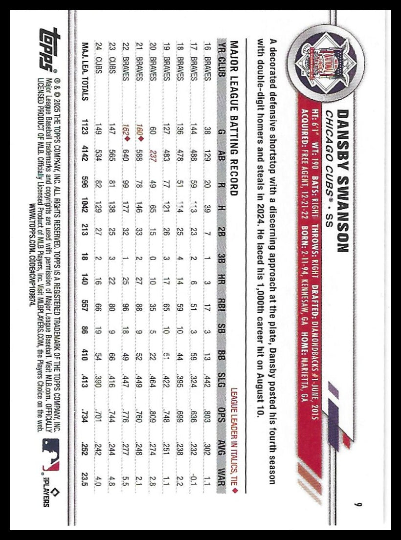 2025 Topps All-Star Game #9 Dansby Swanson