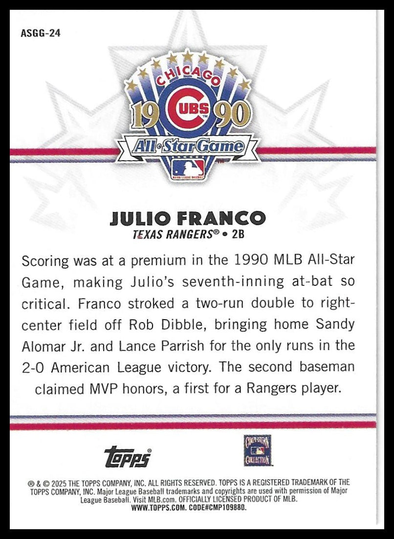 2025 Topps All-Star Game #ASGG-24 Julio Franco All-Star Game Greats