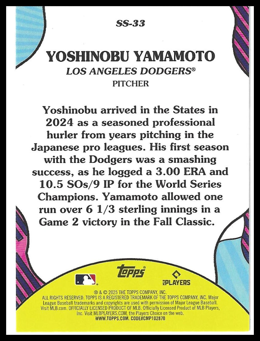 2025 Topps #SS-33 Yoshinobu Yamamoto Summer Superstars