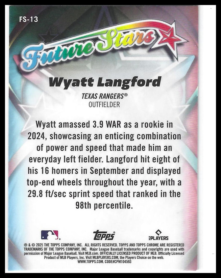 2025 Topps Chrome #FS-13 Wyatt Langford Future Stars
