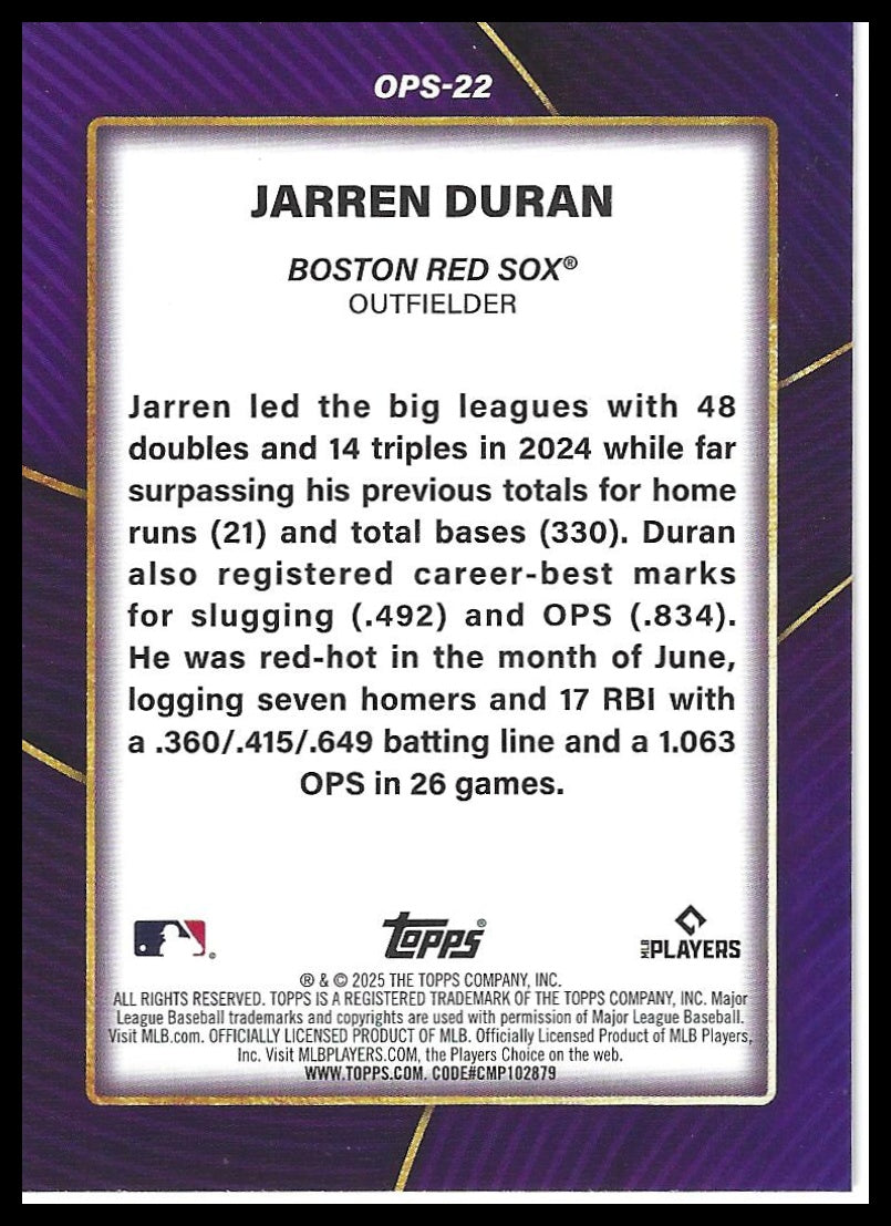 2025 Topps #OPS-22 Jarren Duran OPS Leaders