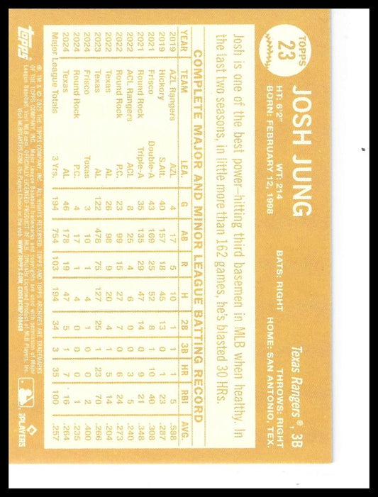 2025 Topps Archives #23 Josh Jung Black Foilboard