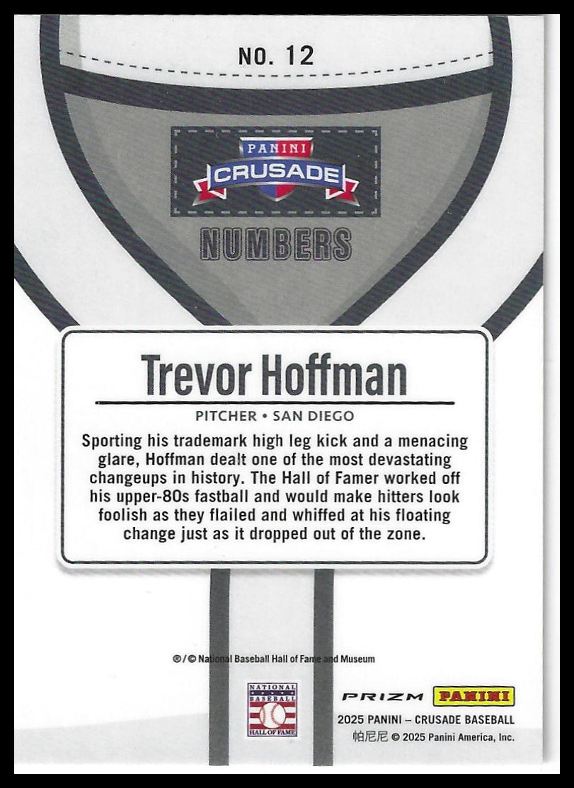 2025 Panini Crusade #12 Trevor Hoffman Numbers