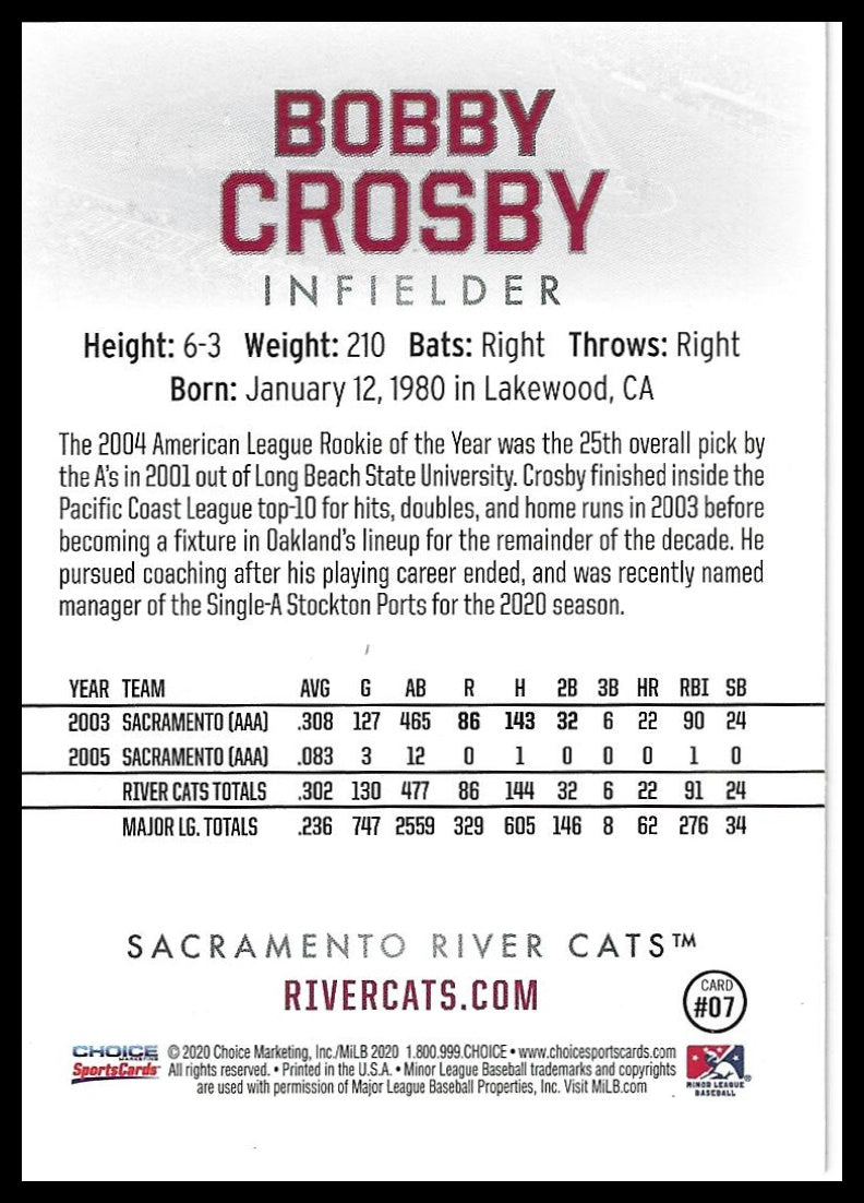 2020 Choice Sacramento River Cats Legends #07 Bobby Crosby
