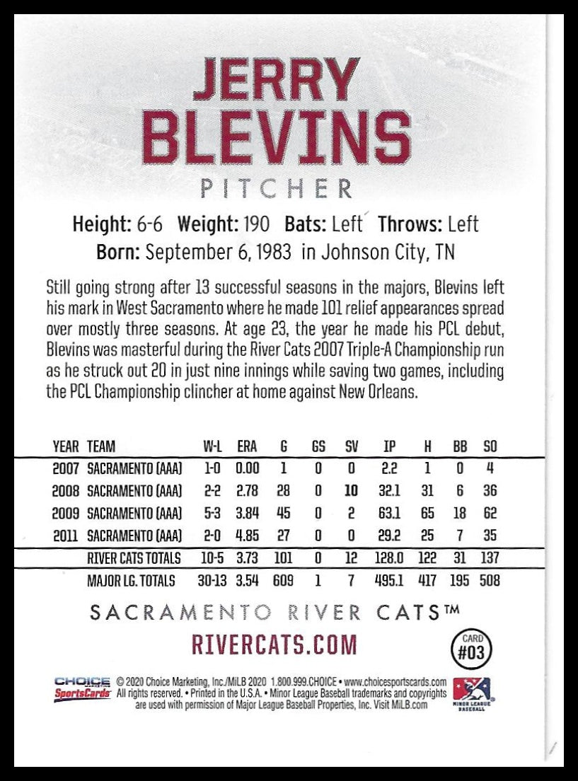 2020 Choice Sacramento River Cats Legends #03 Jerry Blevins