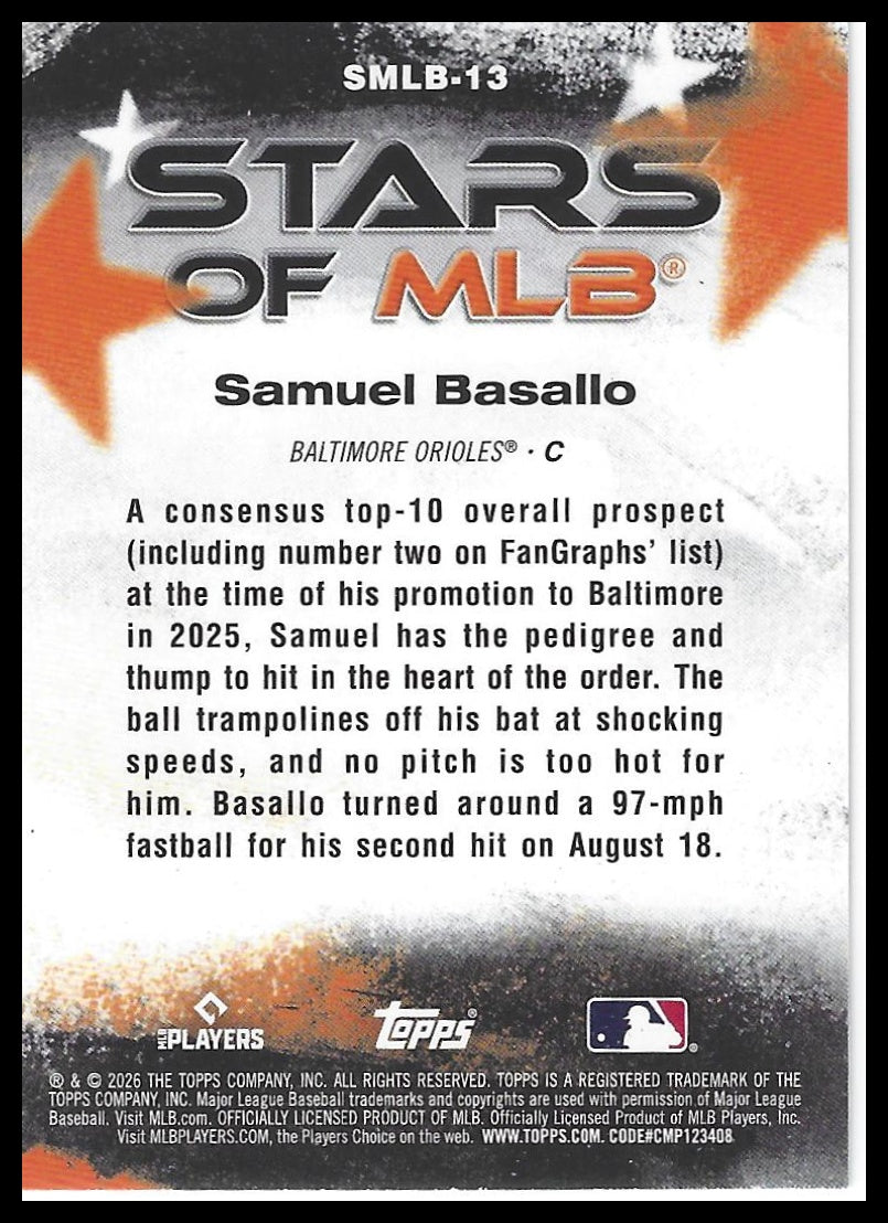 2026 Topps #SMLB-13 Samuel Basallo Stars of MLB