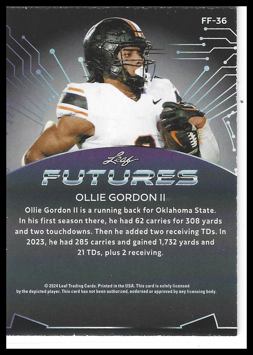2024 Leaf Futures #FF-36 Ollie Gordon II Future Foil Bronze