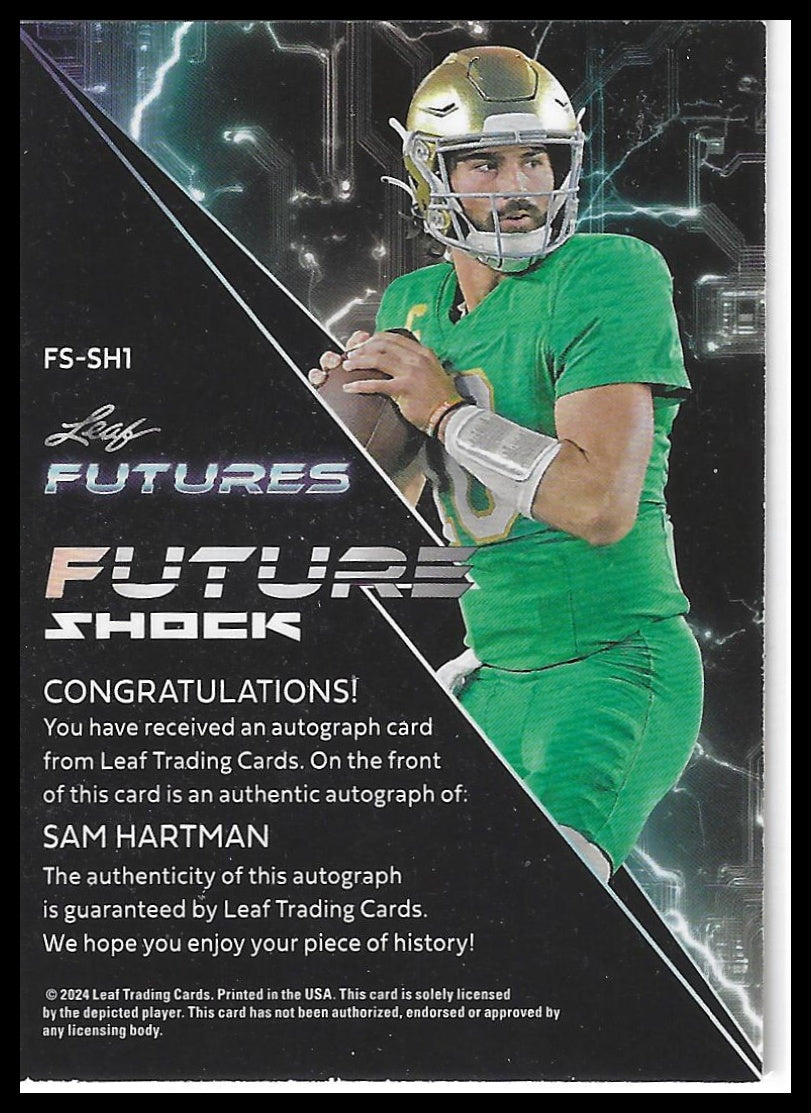 2024 Leaf Futures #FS-SH1 Sam Hartman Future Shock Silver #/25