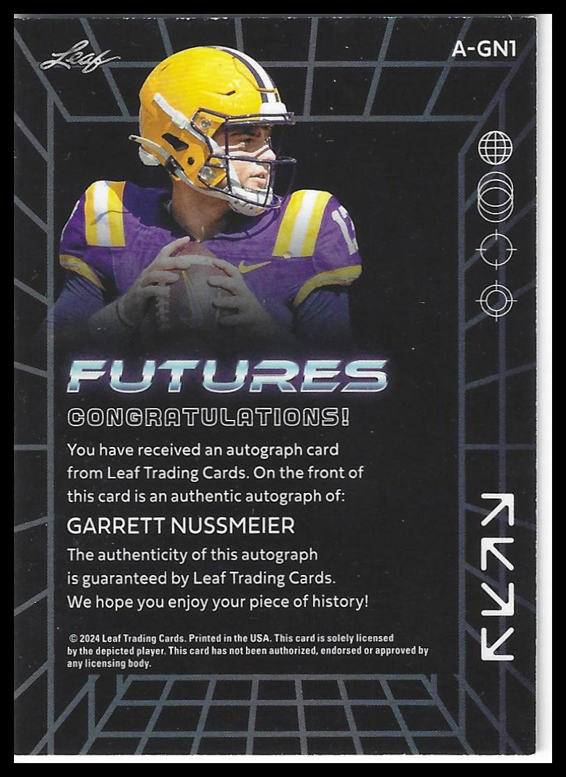 2024 Leaf Futures #A-GN1 Garrett Nussmeier Autographs Green #/25