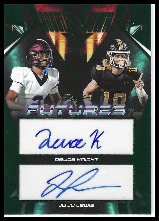 2024 Leaf Futures #DD-8 Deuce Knight / Ju Ju Lewis Double Down Green #/8