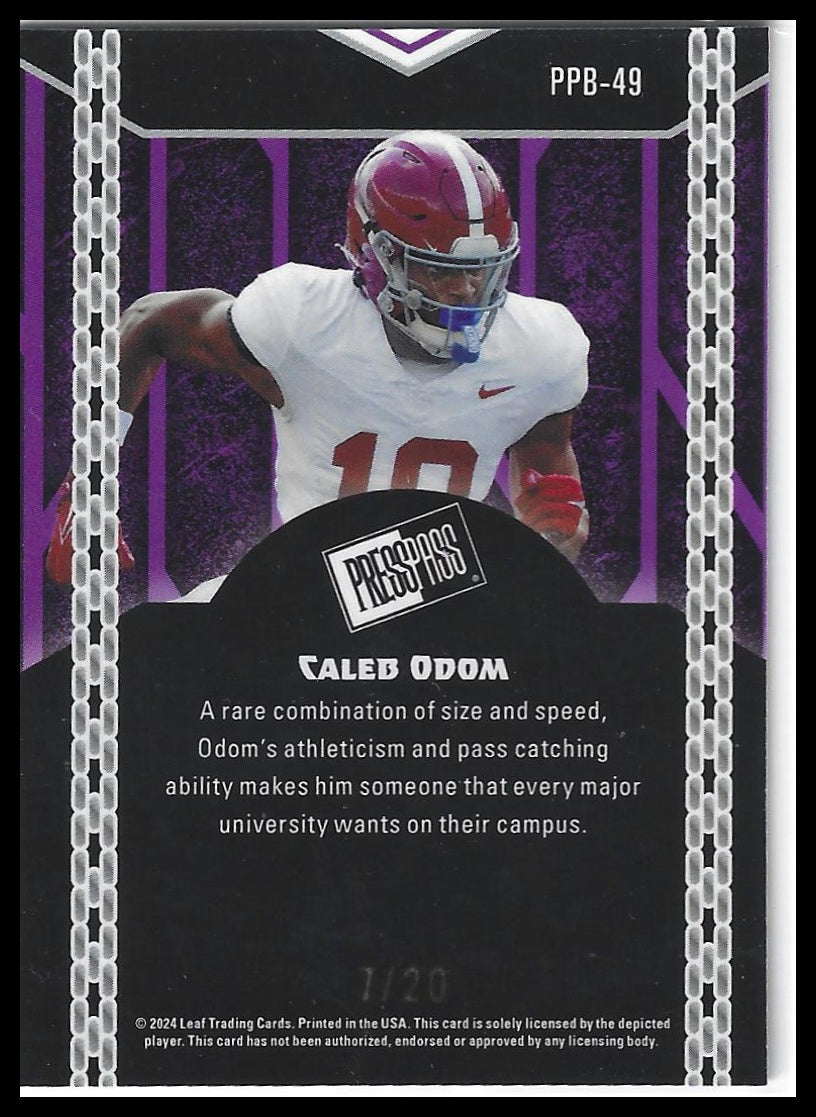 2024 Leaf Collective - Press Pass Shimmer Light Blue #PPB-49 Caleb Odom #/20