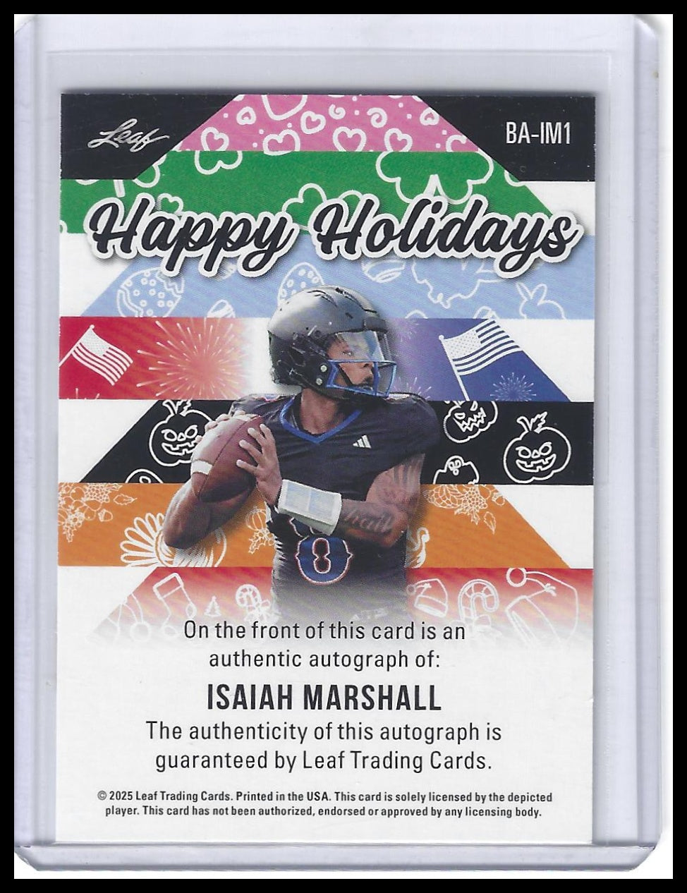 2025 Leaf Holiday Autographs #BA-IM1 Isaiah Marshall