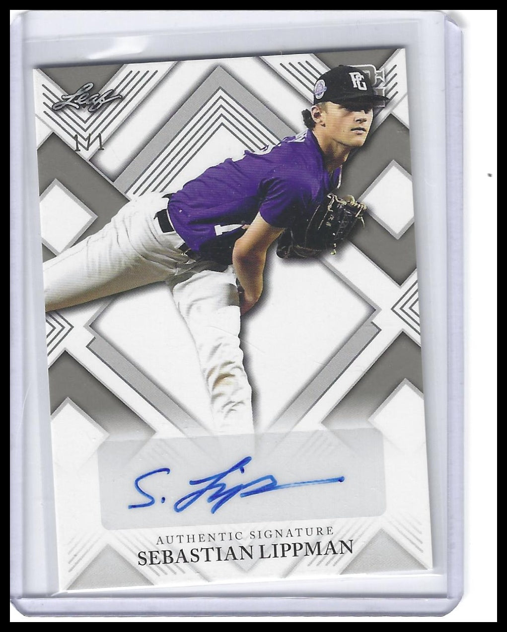 2023 Leaf Metal Perfect Game #BA-SL1 Sebastian Lippman Blank Back Silver #/1