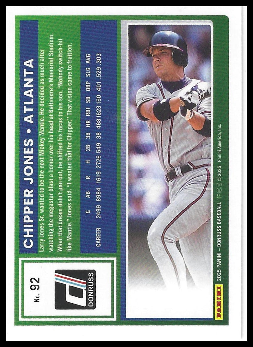 2025 Donruss #92 Chipper Jones Liberty