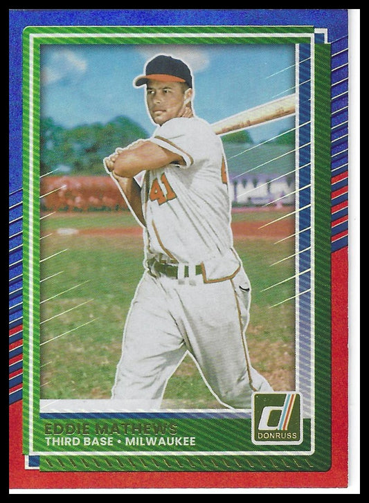 2025 Donruss #67 Eddie Mathews Red and Blue