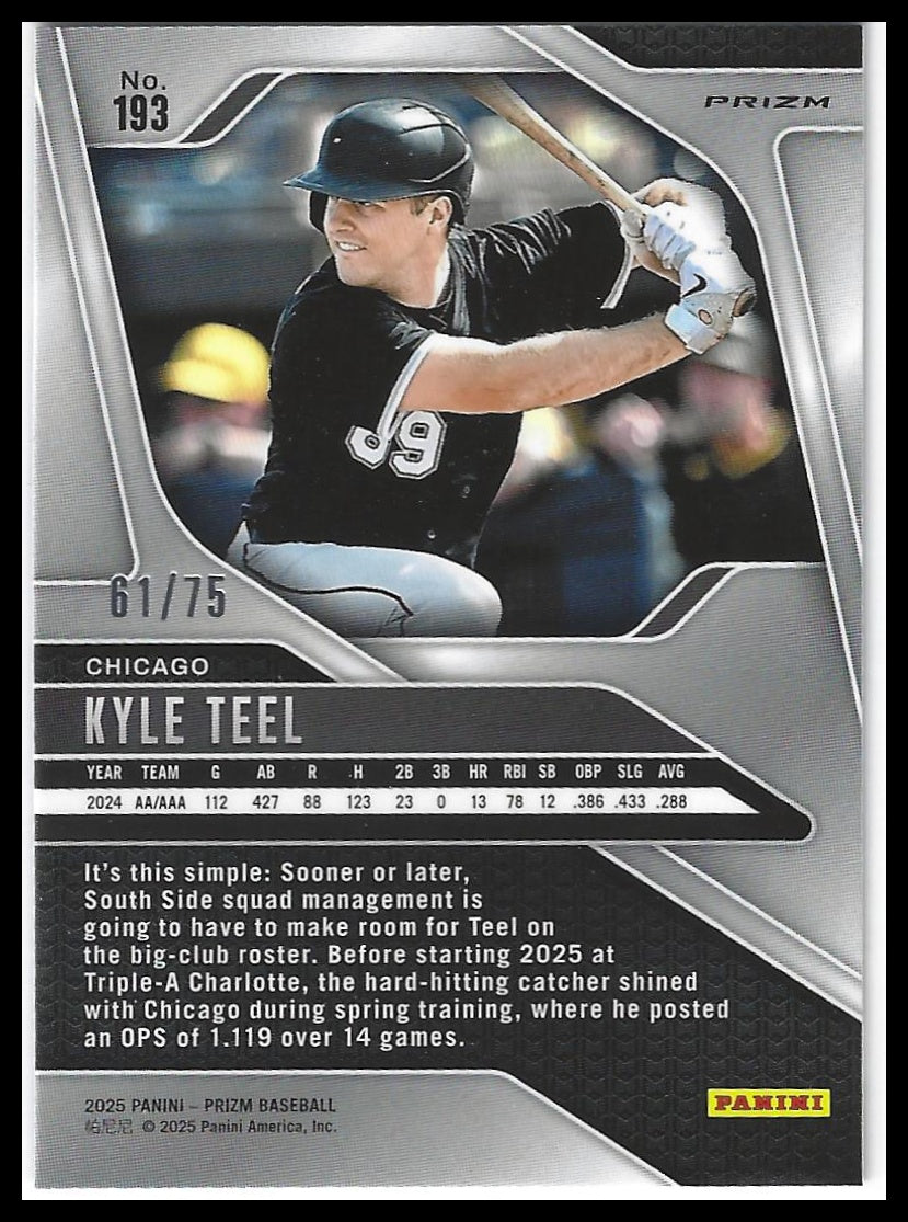 2025 Panini Prizm #193 Kyle Teel Blue Pulsar Prizms #/75